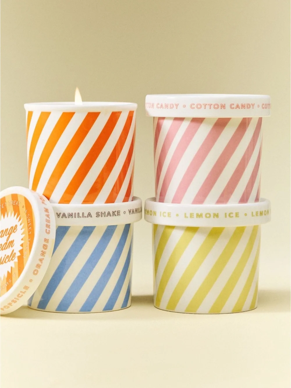 Anthro Orange Cream Popsicle Gourmand Candle Ceramic Ice Cream Pint Creamsicle